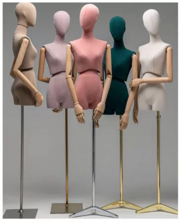 Женский манекен-торс, обтянутый тканью, с деревянными руками \ YMY-011-15 Женский манекен-торс, обтянутый тканью, с деревянными руками \ YMY-011-15