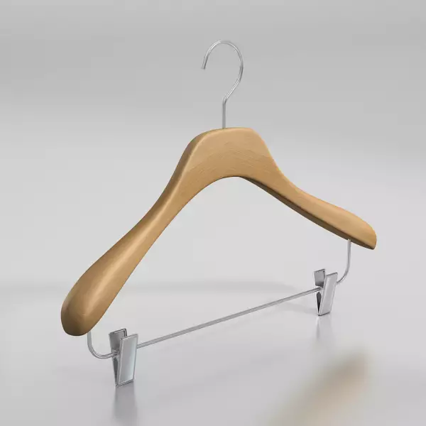 Вешалка-плечики из натурального бука с клипсами \ GL53