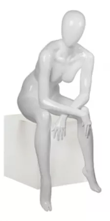 Женский абстрактный сидячий манекен \ Basic-09, Белый глянцевый