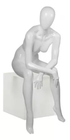 Женский абстрактный сидячий манекен \ G-09, Белый глянцевый