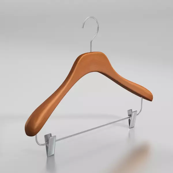 Вешалка-плечики из натурального бука с клипсами \ GL53