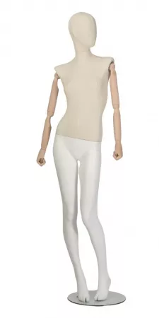 Женский манекен, обтянутый тканью, с деревянными руками \ VNG-06F