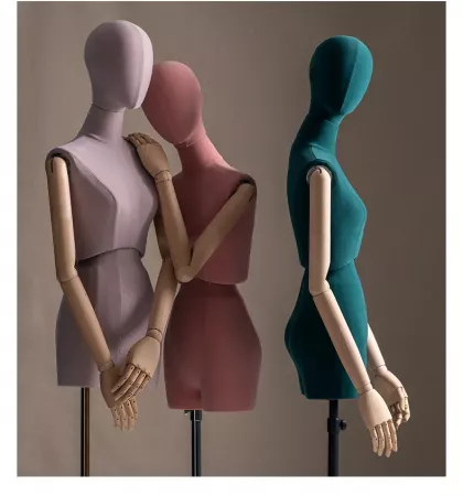 Женский манекен-торс, обтянутый тканью, с деревянными руками \ YMY-011-15 Женский манекен-торс, обтянутый тканью, с деревянными руками \ YMY-011-15