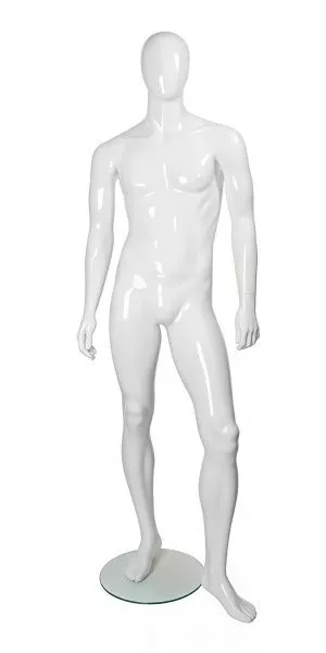 Мужской абстрактный манекен в полный рост \ G-11, Белый глянцевый