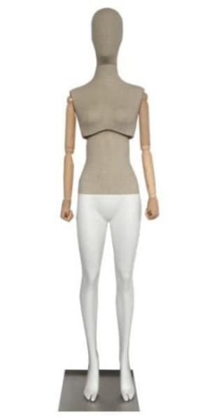 Женский манекен с подвижным торсом и деревянными шарнирными руками \ MSK-F