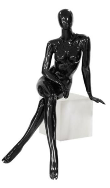 Женский абстрактный сидячий манекен \ G-15, Черный глянцевый