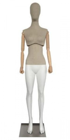 Женский манекен с подвижным торсом и деревянными шарнирными руками \ MSK-F