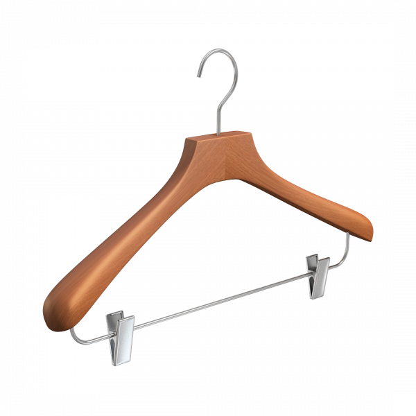 Вешалка-плечики из натурального бука с клипсами \ STB53