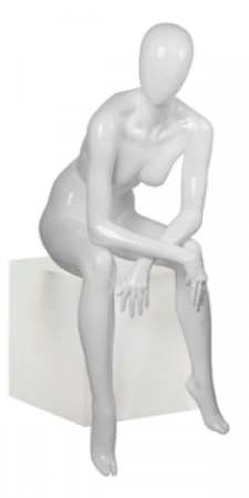 Женский абстрактный сидячий манекен \ Basic-09, Белый глянцевый