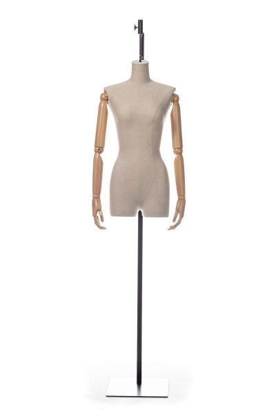 Женский манекен-торс (подвесной) с шарнирными деревянными руками \ B-7-F