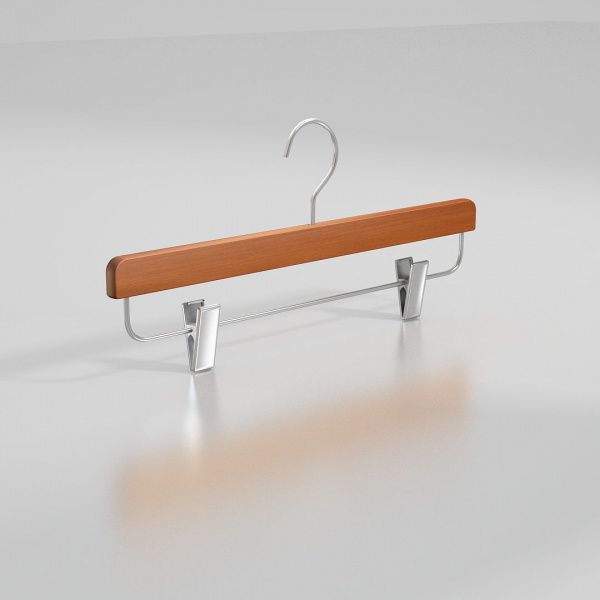 Вешалка-плечики из натурального бука с клипсами для юбок и брюк \ STB33