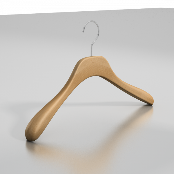 Вешалка-плечики из натурального бука \ GL51, длина 45, Бук, крючок классический золото, логотип - 1 цвет