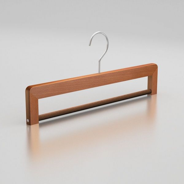 Вешалка-плечики из натурального бука с перекладиной для брюк \ HGB32