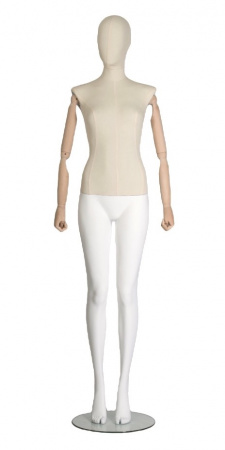 Женский манекен, обтянутый тканью, с деревянными руками \ VNG-07F