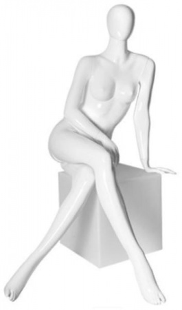 Женский абстрактный сидячий манекен \ G-15, Белый глянцевый