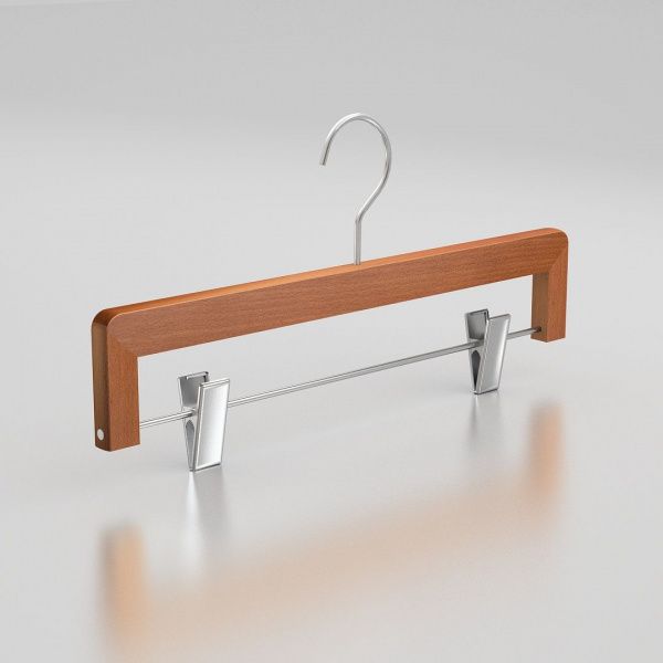 Вешалка-плечики из натурального бука с клипсами для юбок и брюк \ HGB33