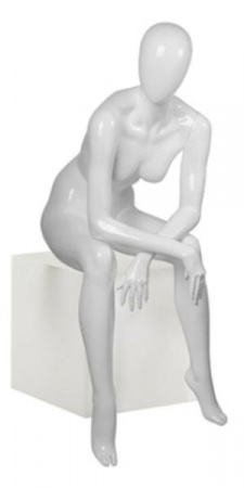 Женский абстрактный сидячий манекен \ G-09, Белый глянцевый