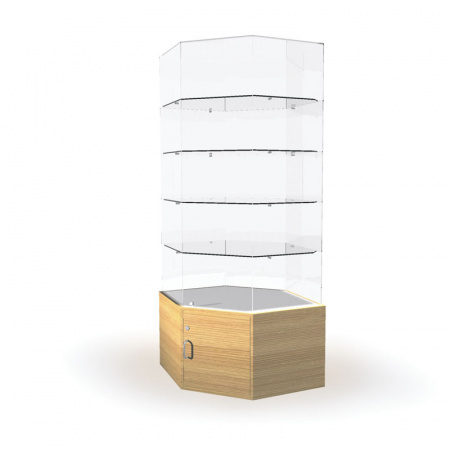 Витрина со стеклянным верхом и накопителем (зеркальная задняя стенка) \ B-04CD.MR