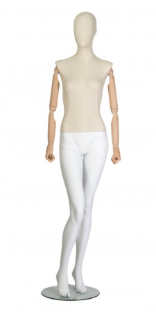 Женский манекен, обтянутый тканью, с деревянными руками \ VNG-05F