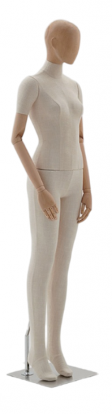 Женский манекен, обтянутый тканью, с деревянными руками и головой \ ymy-zm-3