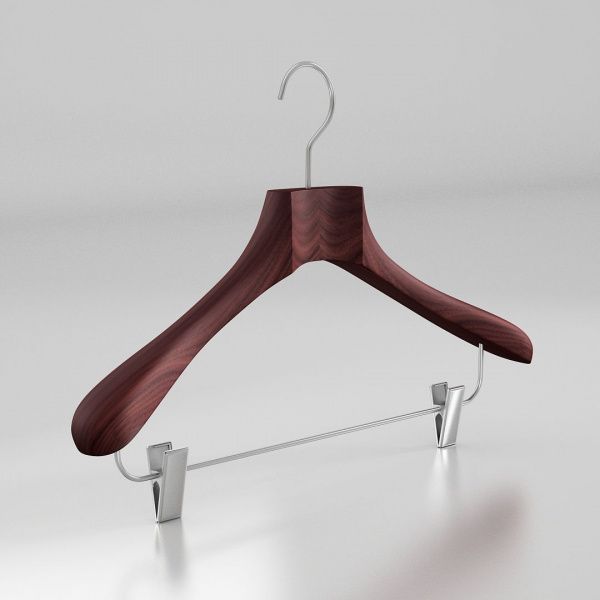 Вешалка-плечики из натурального бука с клипсами \ HGB53