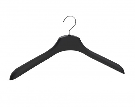 Вешалка-плечики для верхней одежды, длина 46 см, Черный,  крючок - классический серебро, логотип (нет) \ P-MR-46