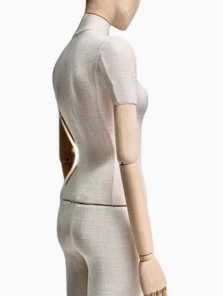 Женский манекен, обтянутый тканью, с деревянными руками и головой \ ymy-zm-3