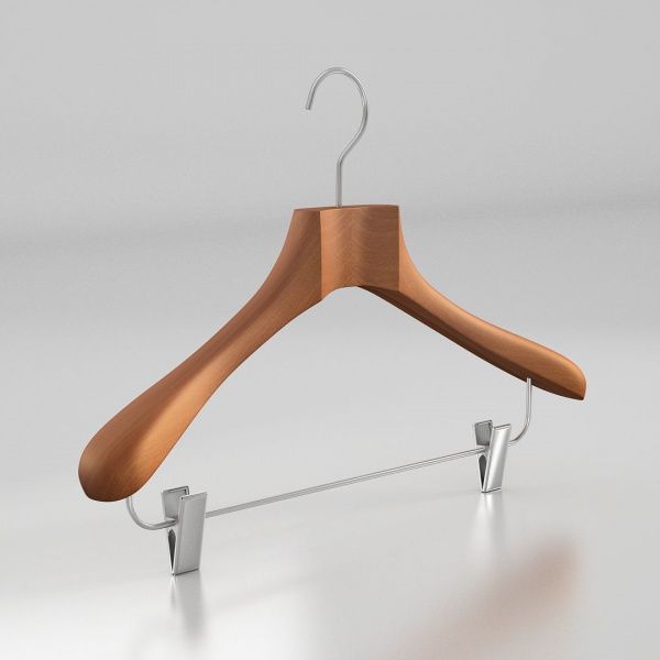 Вешалка-плечики из натурального бука с клипсами \ HGB53