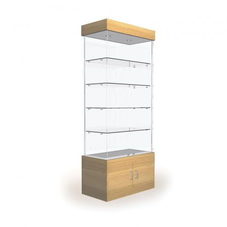 Витрина с освещением и накопителем (зеркальная задняя стенка) \ B-02D.MR