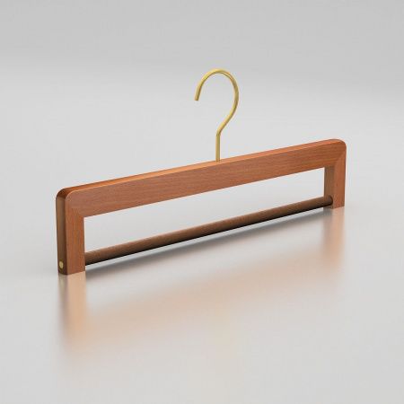 Вешалка-плечики из натурального бука с перекладиной для брюк \ HGB32