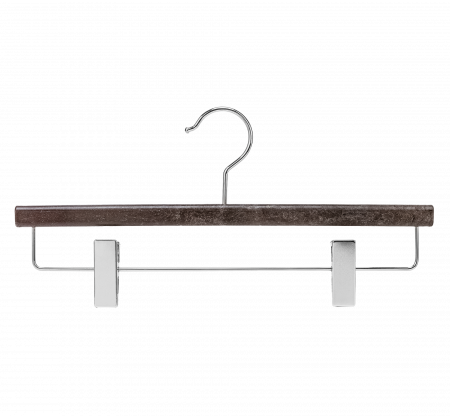 Вешалка-плечики с клипсами для брюк \ ECO-RCC, Шоколадный, покрытие - флок 100%, логотип - гравировка