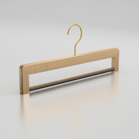 Вешалка-плечики из натурального бука с перекладиной для брюк \ HGB32