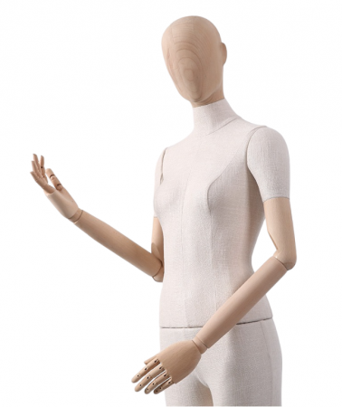 Женский манекен, обтянутый тканью, с деревянными руками и головой \ ymy-zm-3