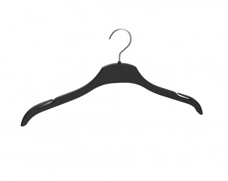 Вешалка-плечики с зацепами, длина 43 см, Черный,  крючок - классический серебро, логотип (нет) \ P-SN-43