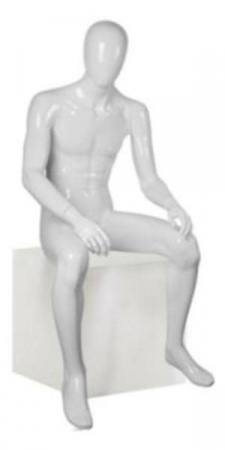 Мужской абстрактный сидячий манекен \ G-10, Белый глянцевый