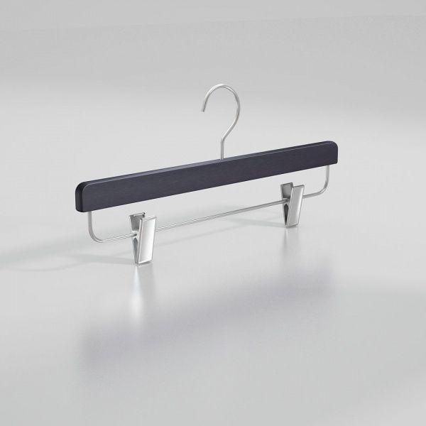 Вешалка-плечики из натурального бука с клипсами для юбок и брюк \ STB33