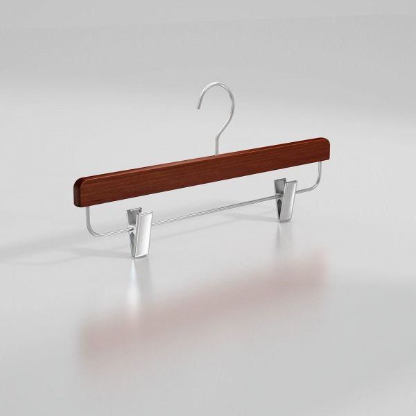 Вешалка-плечики из натурального бука с клипсами для юбок и брюк \ STB33