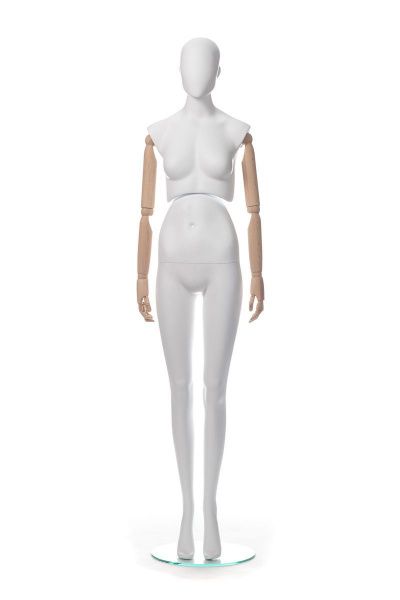 Женский манекен с деревянными руками и подвижным торсом \ Move-ES112, подставка металл