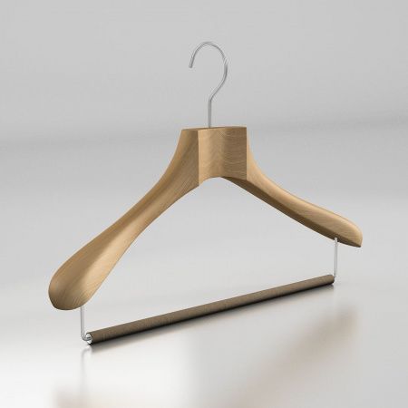 Вешалка-плечики из натурального бука с перекладиной \ HGB52