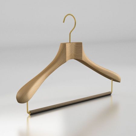 Вешалка-плечики из натурального бука с перекладиной \ HGB52