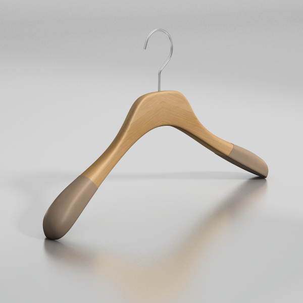 Вешалка-плечики из натурального бука с бархатными плечиками \ GL56, длина 45, Бук, крючок классический золото, логотип - 1 цвет