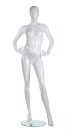 Женский абстрактный манекен в полный рост \ Basic-06, Белый глянцевый