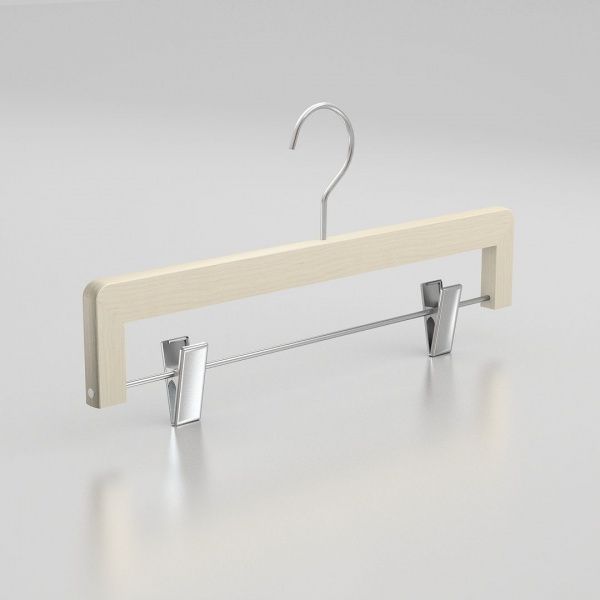 Вешалка-плечики из натурального бука с клипсами для юбок и брюк \ HGB33
