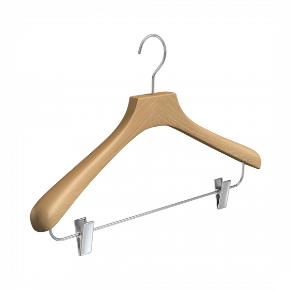 Вешалка-плечики из натурального бука с клипсами \ STB53