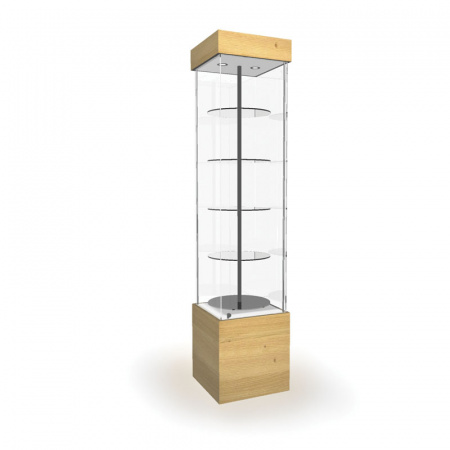 Витрина с освещением и вращающимися полками (зеркальная задняя стенка) \ B-01-B.V4.MR