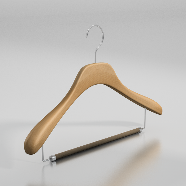 Вешалка-плечики из натурального бука с перекладиной \ GL52, длина 45, Бук, крючок классический золото, логотип - 1 цвет