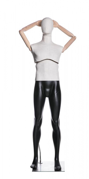 Мужской манекен с подвижным торсом и деревянными шарнирными руками \ MSK-M