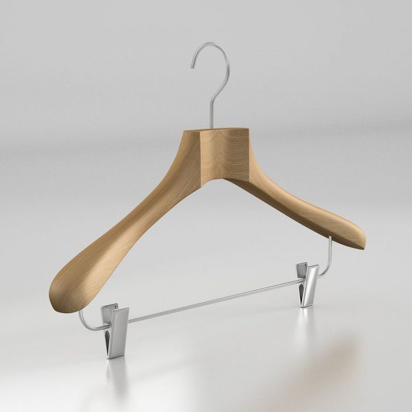 Вешалка-плечики из натурального бука с клипсами \ HGB53