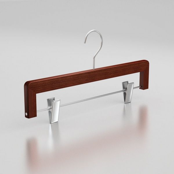 Вешалка-плечики из натурального бука с клипсами для юбок и брюк \ HGB33
