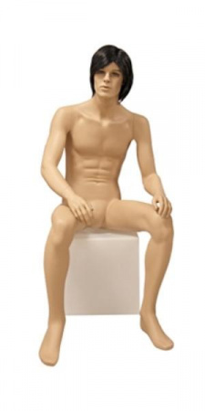 Мужской сидячий реалистичный манекен с париком \ MG-80